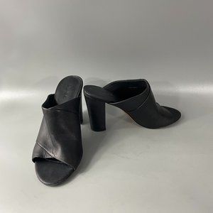Vince Heath Cross Strap Black Leather Mule/Sandal, Size US 7